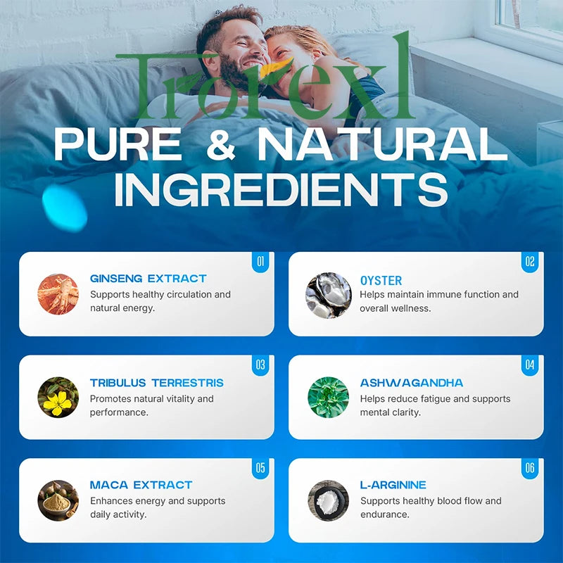 36-360pcs Blue Pills Male Supplement with Natural Oyster & Ginseng, Stamina & Endurance, Boosting Performance - LKBA