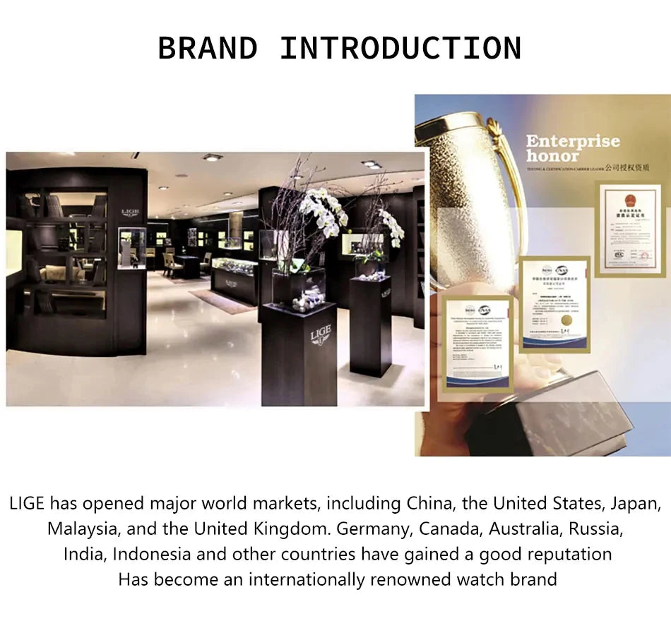 LIGE Top Brand Luxury Mens Watches Fashion Military Square Chronograph Quartz Wristwatches For Men Sports Waterproof Watch Men - LKBA