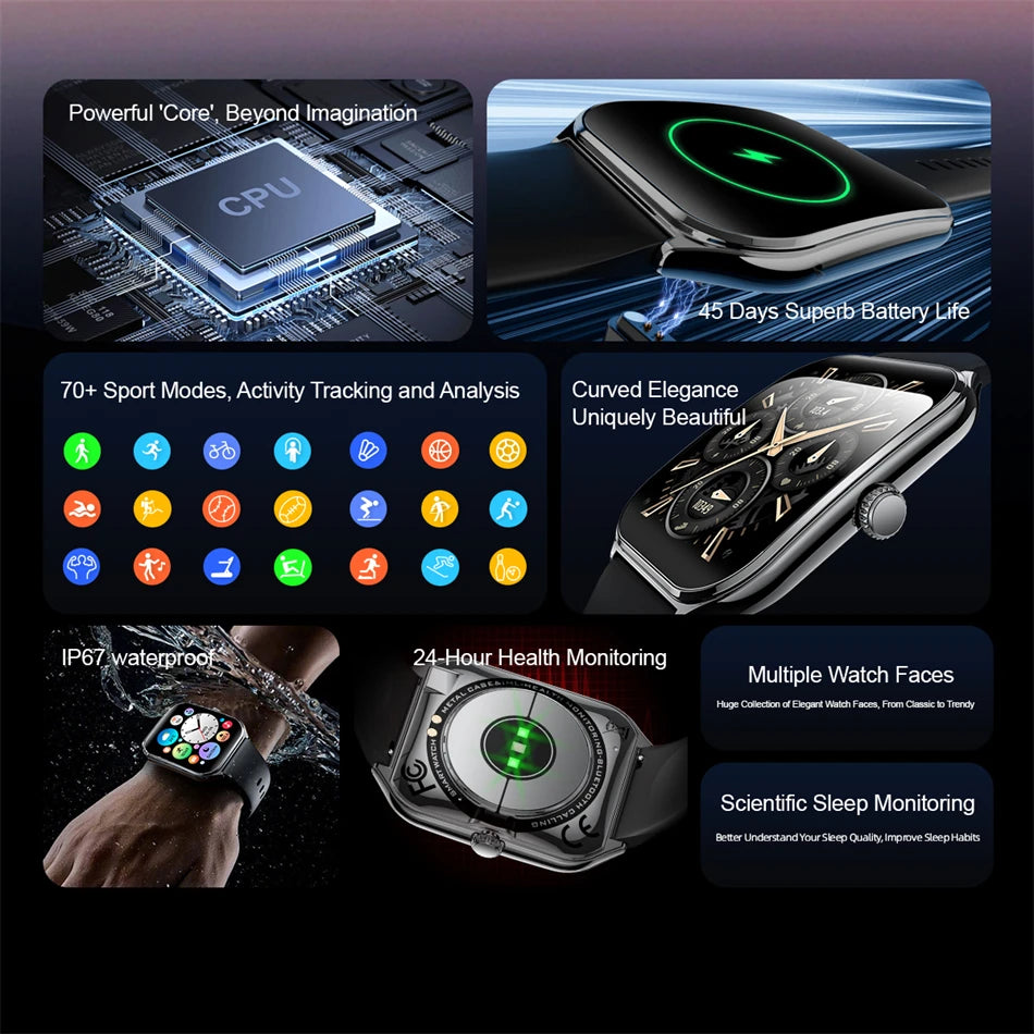 New For Xiaomi Ultra Thin Smart Watch Men 1.96" AMOLED 70+Sports Mode Health Monitor Bluetooth call Waterproof Smart Watch Woman - LKBA