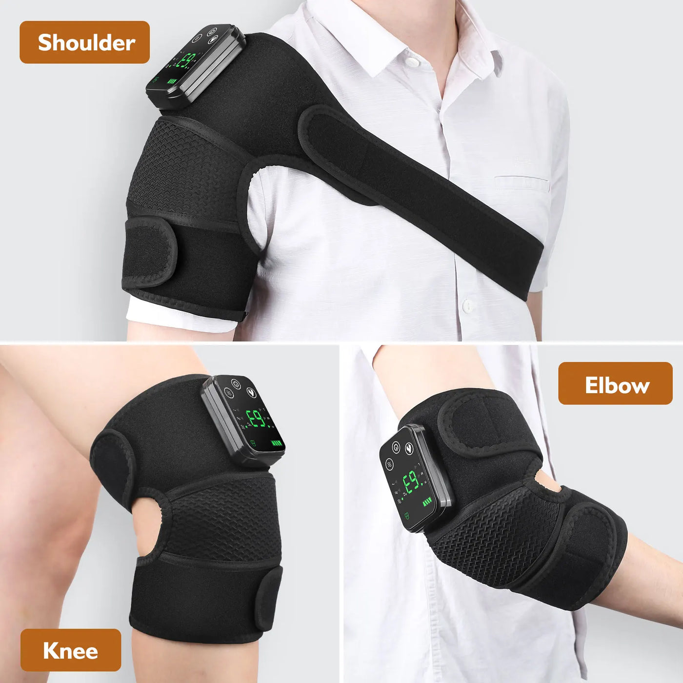 3 in 1 Cordless Thermal Knee Pad Knee Shoulder Massager Vibration Leg Arm Joint Brace Muscle Relax Joint Brace Muscle Relaxation - LKBA