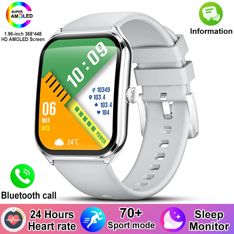 New For Xiaomi Ultra Thin Smart Watch Men 1.96" AMOLED 70+Sports Mode Health Monitor Bluetooth call Waterproof Smart Watch Woman - LKBA