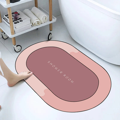 Super Absorbent Bathmat Quick Drying Bathroom Rug Non-Slip Entrance Doormat Floor Mats Toilet Carpet Bath - LKBA