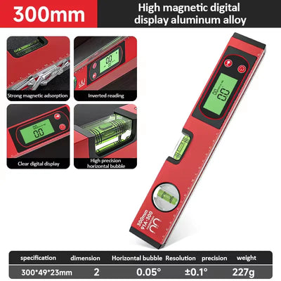 30/40/50cm Electronic Digital Display Level Ruler Magnetic Angle Meter Aluminum Alloy Level Protractor Inclinometer 90 Degree - LKBA