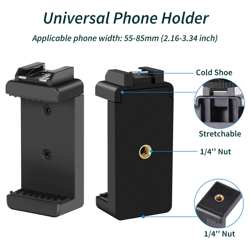 Portable Vlogging Kit 48IN Phone Camera Tripod with Microphone LED Light for Photo Vlog Selfie Interview Live Streaming - LKBA