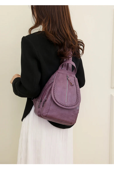 Soft leather shoulder bag for women 2025 new fashionable mini shopping backpack chest bag casual versatile diagonal cross bag - LKBA