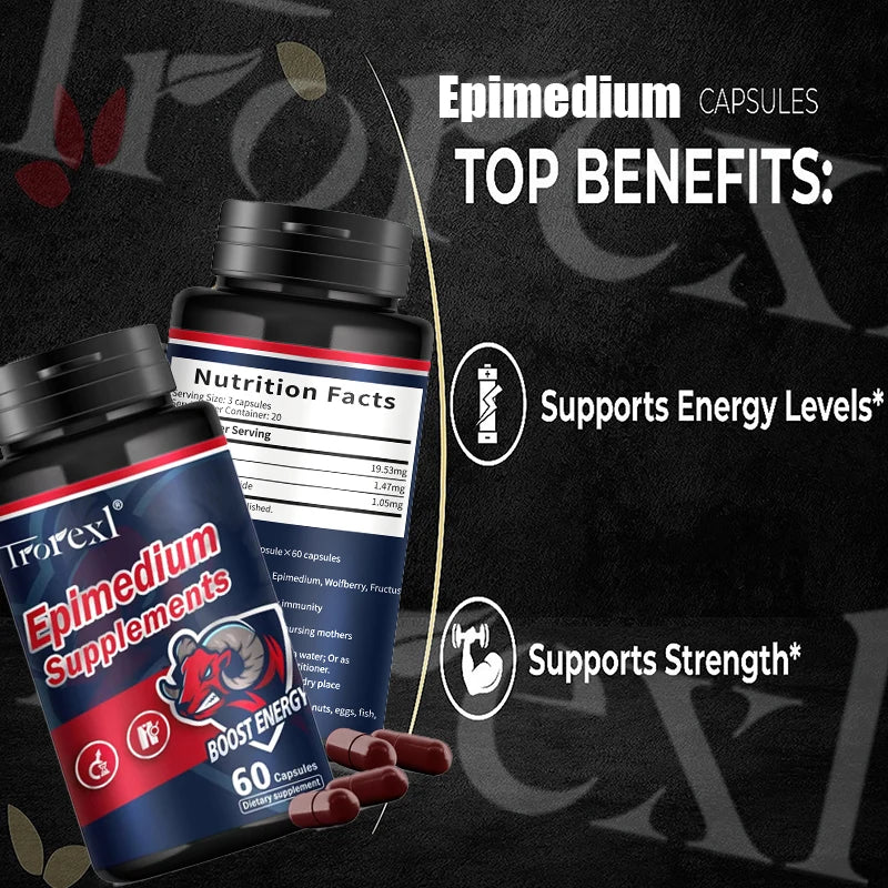 Herb Epimedium Capsules, Male Enhancing Supplement,Test Booster for Men Performance - Drive, Strength, Stamina Growth - LKBA