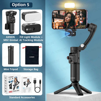 M02 Gimbal Smartphone Stabilizer 3-Axis Anti-shake Video Record Handheld Selfie Gimbals