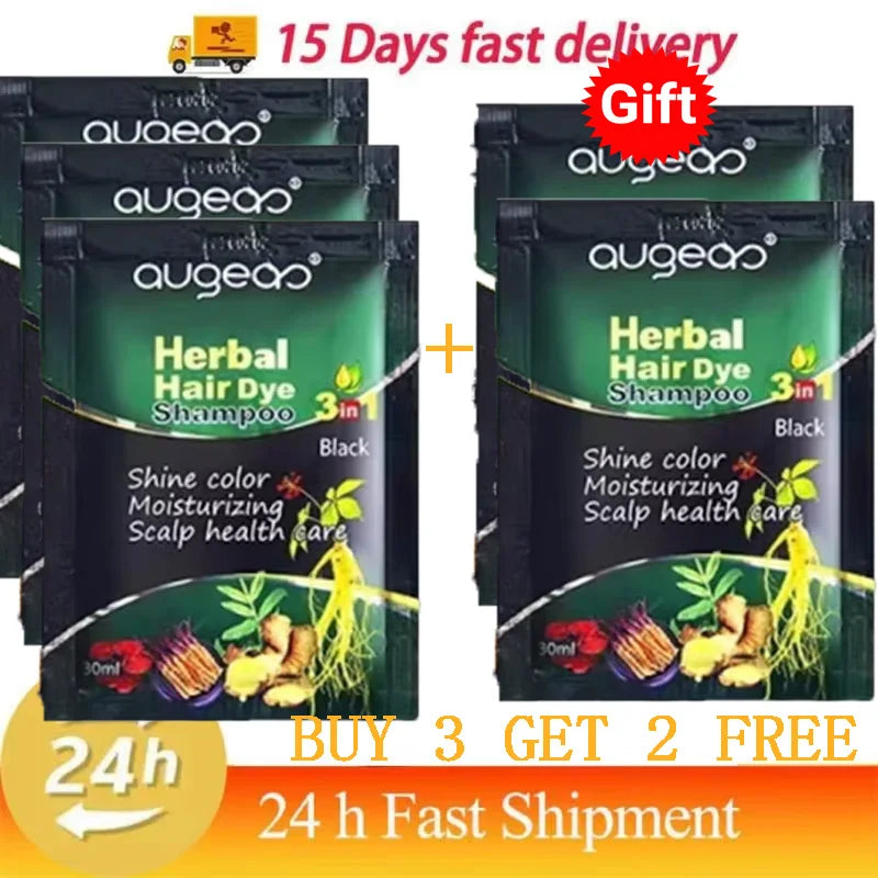 Pure Natural Herbal Hair Dye Shampoo 5 Minutes Change Hairs Color Non-irritating Repair Gray White Fashion Hair Care Women Men - LKBA