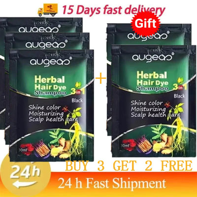 Pure Natural Herbal Hair Dye Shampoo 5 Minutes Change Hairs Color Non-irritating Repair Gray White Fashion Hair Care Women Men - LKBA