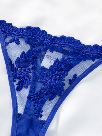 Ladies' wine-red countryside style wheat ear embroidery semitransparent nightgown - LKBA