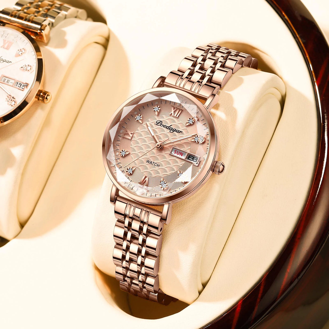 POEDAGAR Watch Women New Fashion Luxury Stainless Steel Wristwatch Bracelet Simple Rose Gold Waterproof Luminous Ladies Watches - LKBA