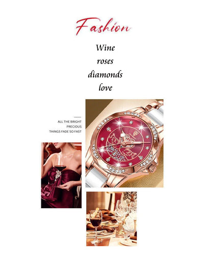 POEDAGAR Luxury Women's Quartz Watch Waterproof Luminous Date Ceramics Steel Watches For Woman Diamond Elegant Ladies Wristwatch - LKBA