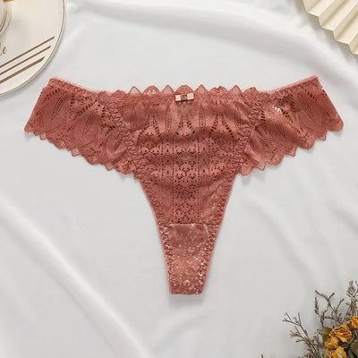 Women's Sexy String Panties Lace Thongs Lingerie Intimates Woman T-back Soft T-panties Designed Tangas Mujer - LKBA