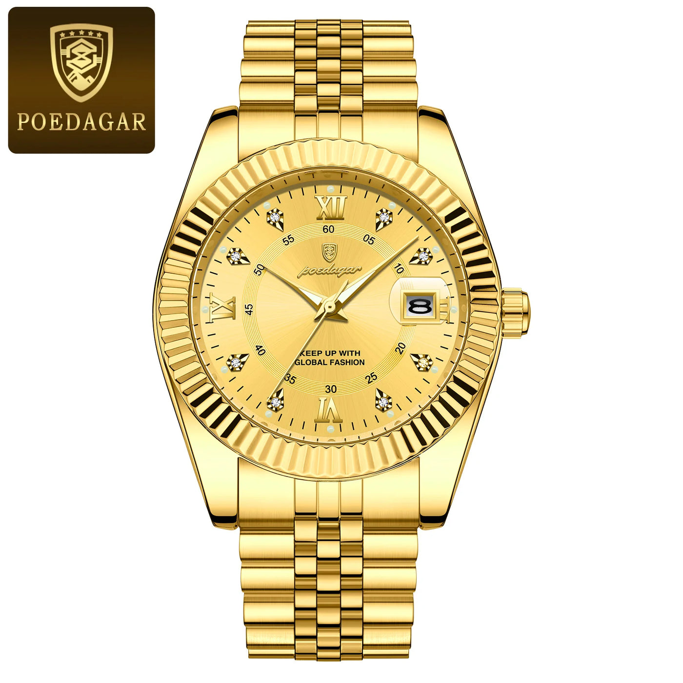 POEDAGAR Luxury Fashion Wristwatch For Men Stainless Steel Date Quartz Man Watch Waterproof Luminous Casual Men's Watches Reloj