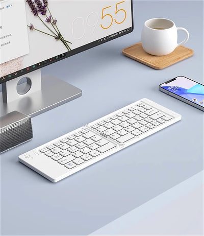 Mini Foldable Wireless Keyboard Slim Portable Bluetooth Keyboard Rechargeable Folding Keyboard - LKBA