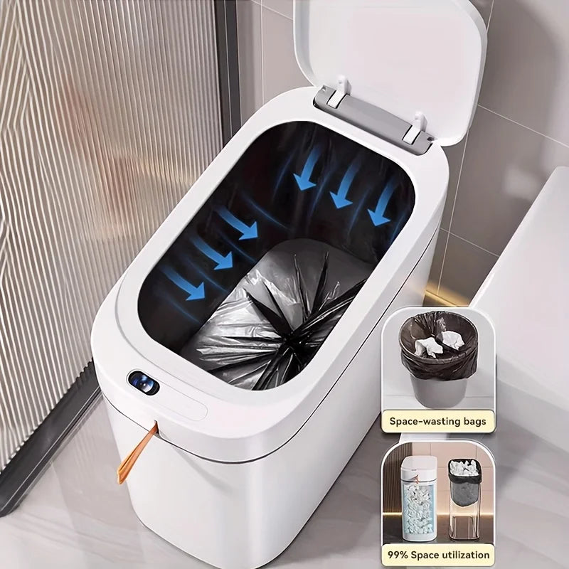 Smart Sensor Garbage Bathroom Trash Can Automatic Adsorption Bag Household Toilet Induction Waterproof Garbage Can Home Supplies - LKBA