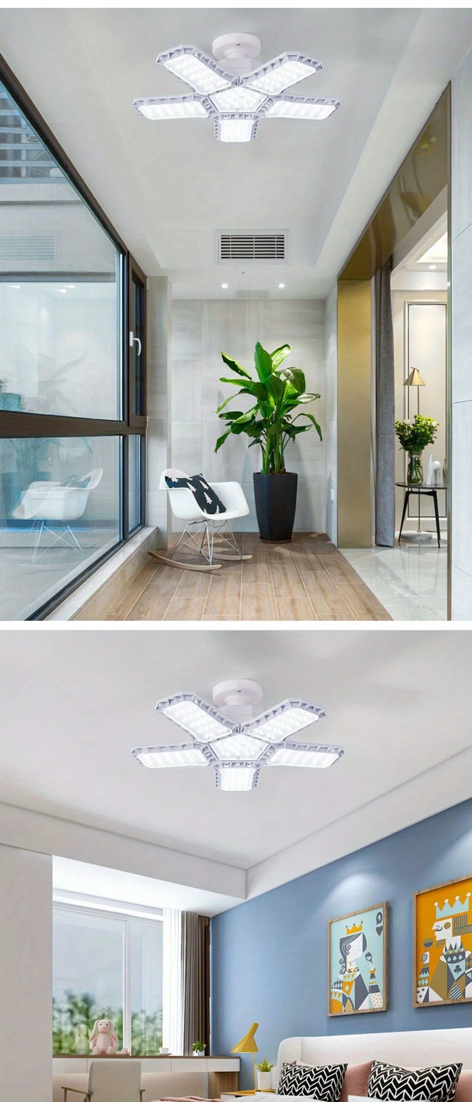 LED Garage Light Bulbs 45W 60W 80W10000LM Super Bright Garage Lighting LED Shop Light With Adjustable Panels, E27 Screw Socket - LKBA