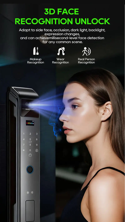 SANKESONG Tuya 3D Face Recognition Smart Lock with Security Camera Digital Electronic Intelligent Fingerprint Lock Dual Battery - LKBA