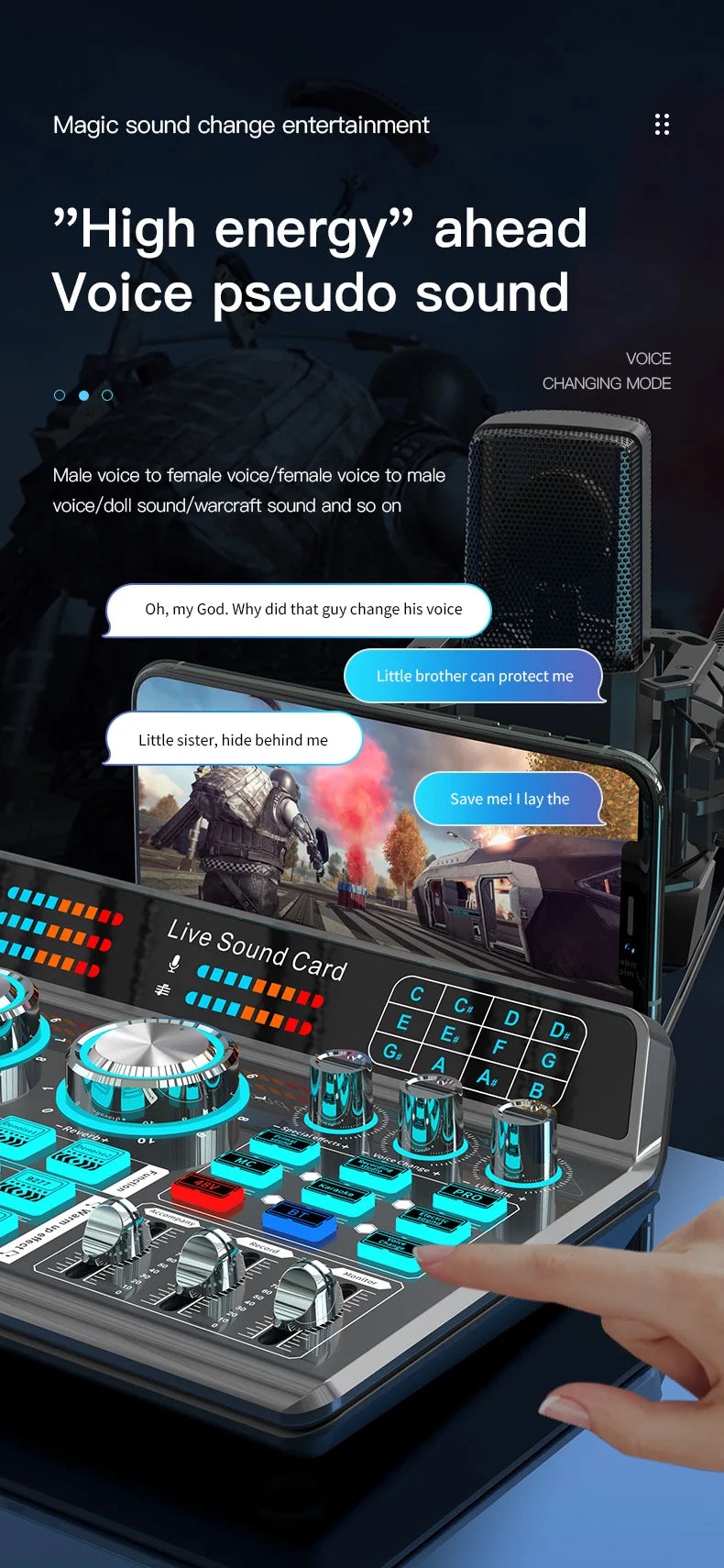 Live Sound Card for Mobile & Computer Universal Recording Mic Head Dedicated for Singing and Live Streaming - LKBA