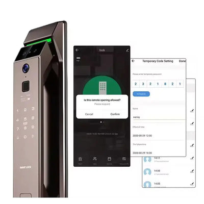 Electronic Automatic Smart Door Lock 3D Face Recognition Fingerprint Keyless Password Wi-Fi Camera frid Card Home Lock with Tuya - LKBA