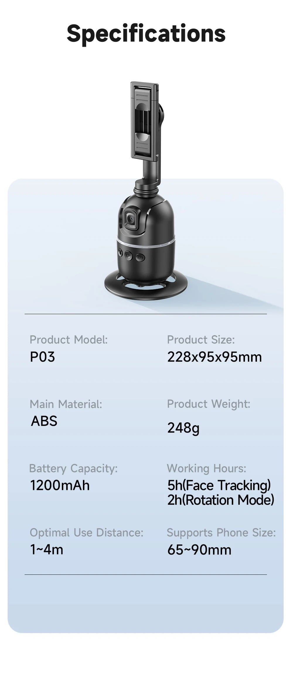 P03 Stabilizer 360°Auto Face Tracking AI Gimbal All-in-one Desktop Phone Holder Tripod For Smartphone Video Vlog Live - LKBA