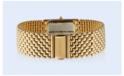 BERNY Gold Watch for Couple Luxury Women/Men Wristwatch Waterproof Golden Clock Quartz Stainless Steel Fashion Men Ladies Watch - LKBA