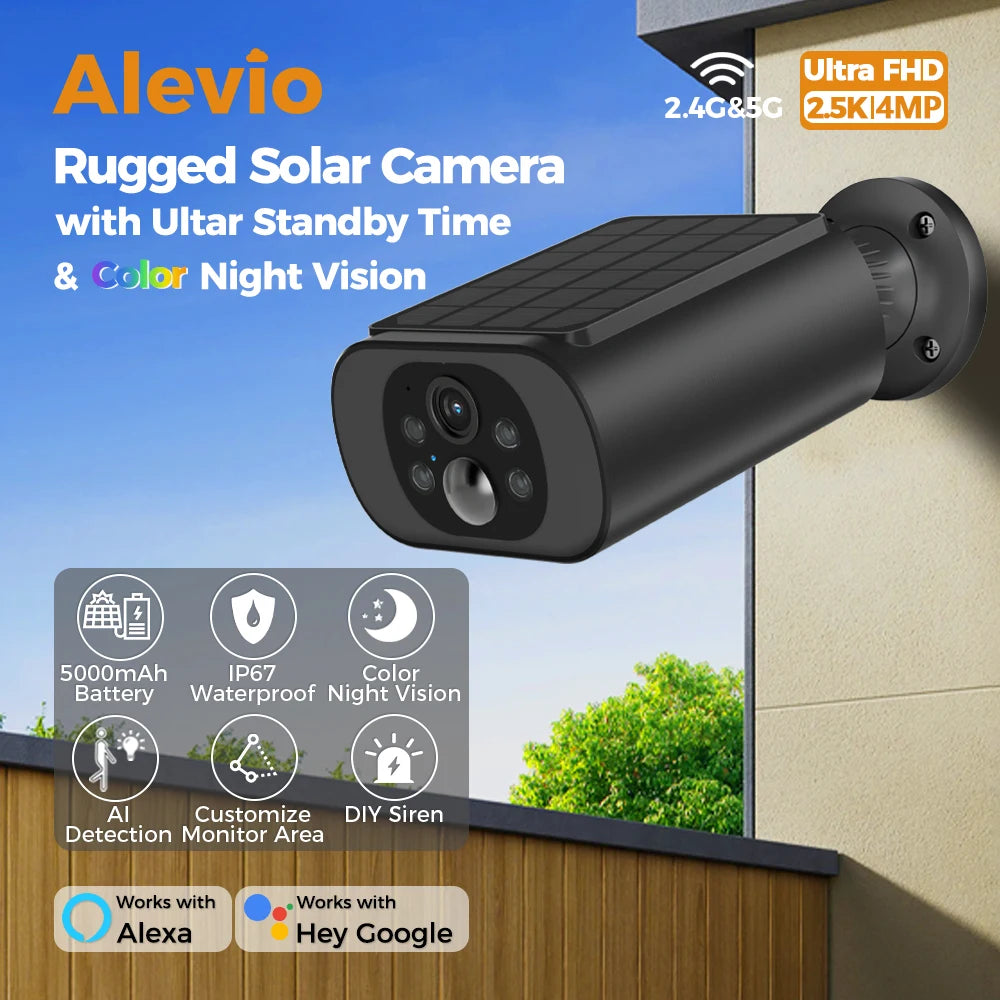 Solar Camera WIFI Outdoor Wireless Security Cam 2.5K Ultra Standby Time PIR Smart Light Color Night Vision AI Detect Battery Cam - LKBA