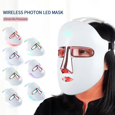 Wireless 7 Colors Face LED Mask Photon Facal Beauty Mask Skin Rejuvenation Anti Acne Repair Skin Tightening Anti Aging Skin Care - LKBA