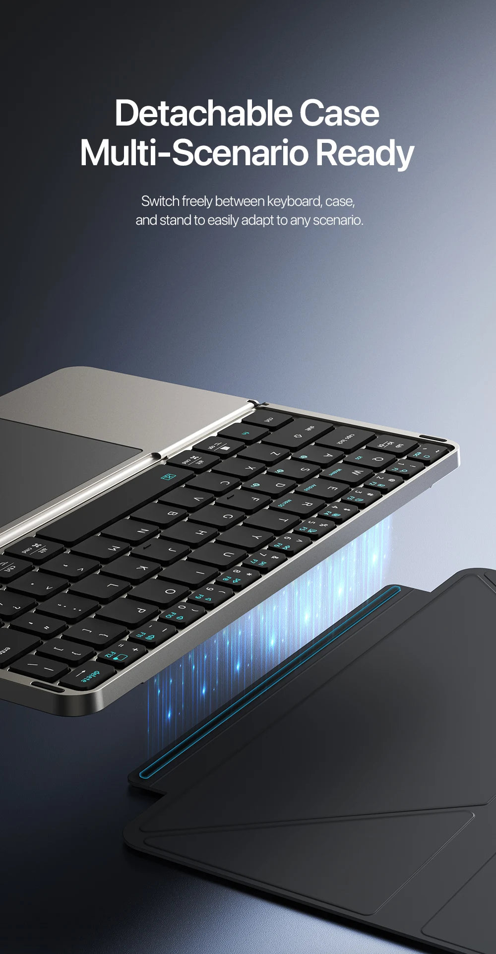 Foldable Bluetooth 5.0 Keyboard with Touchpad & Phone Holder for Phones Tablets PC iOS Android Windows Mac - LKBA