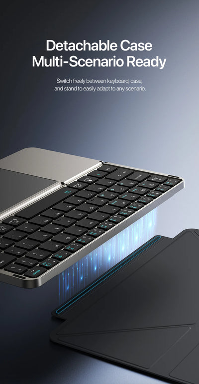 Foldable Bluetooth 5.0 Keyboard with Touchpad & Phone Holder for Phones Tablets PC iOS Android Windows Mac - LKBA