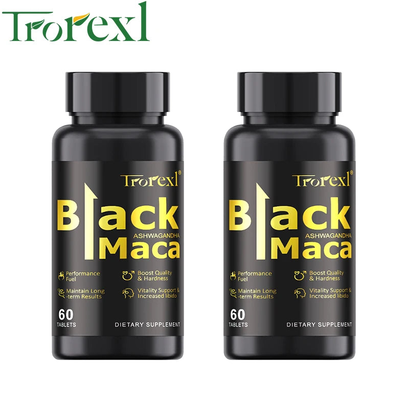Organic Black Maca Pills 60 Tablets Men Enhancing Supplement Improve Size Endurance Promotes Healthy Energy - LKBA