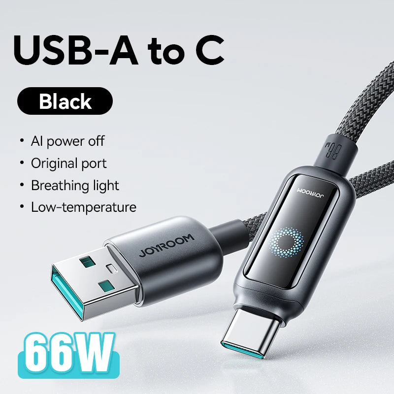 Joyroom 100W USB C Cable Automatic Power Off Fast Charge Type C Cable For iPhone 16 15 Pro Max  Xiaomi Sumsang Huawei - LKBA