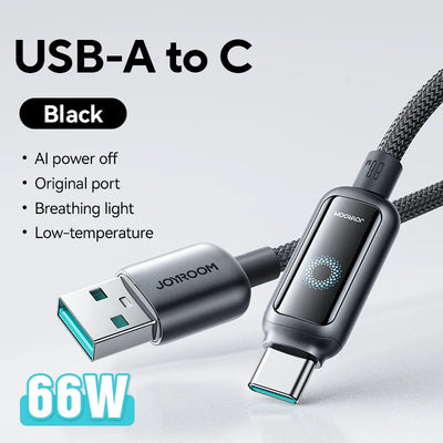 Joyroom 100W USB C Cable Automatic Power Off Fast Charge Type C Cable For iPhone 16 15 Pro Max  Xiaomi Sumsang Huawei - LKBA
