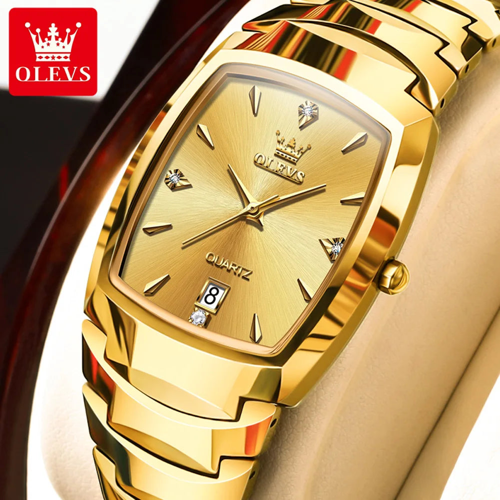 OLEVS 7006 Certified Brand Elegant Luxurious Women's Watches waterproof Tungsten Steel strip Quartz Watch for Lady Tonneau Watch - LKBA