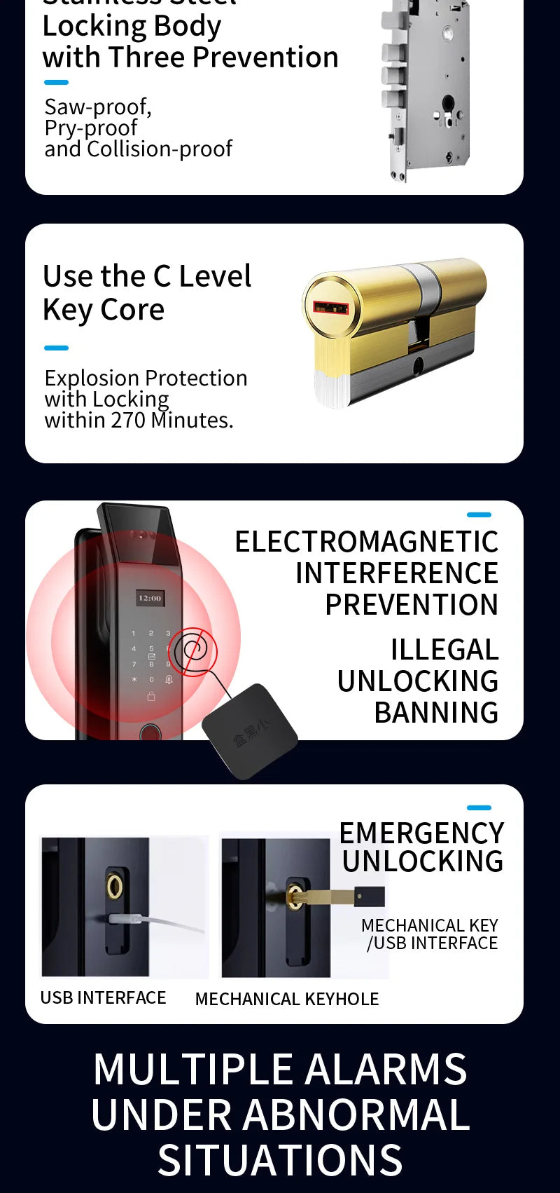 Tuya APP Smart Life APP Control Voice Intercom Smart Lock 3D Face Recognition Fingerprint Password Smart Door Lock With Camera - LKBA