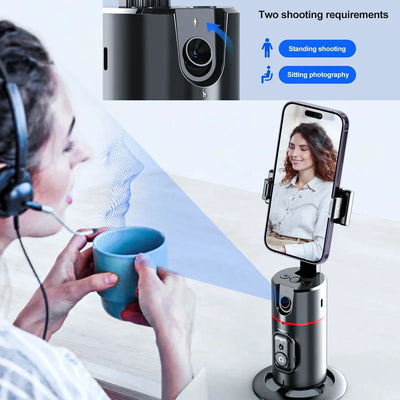 Auto Face Tracking Tripod 360°Rotation, No App, Smart Shooting Phone Holder for Live Video - LKBA