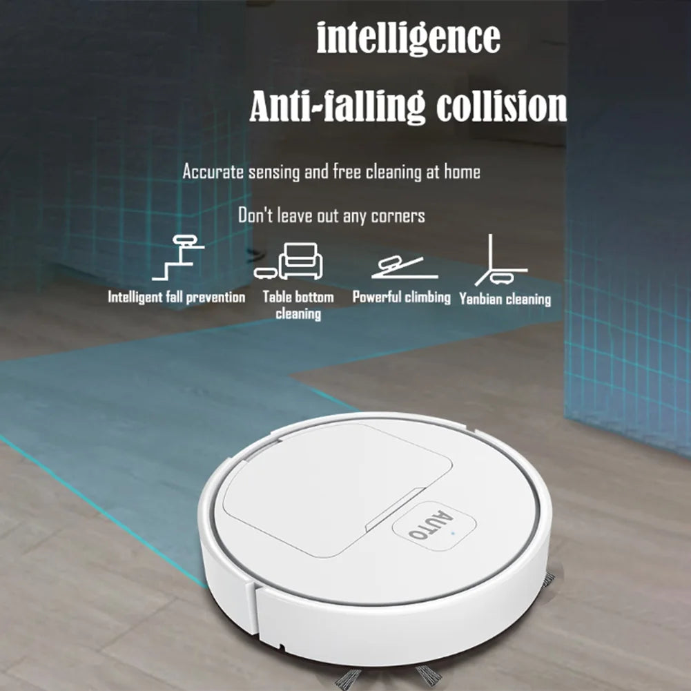 3-in-1 Robot Vacuum Cleaner USB Rechargeable 1000Pa Suction Robotic Vacuum and Mop Combo for Home Floor Washing Carpet Pet Hair - LKBA