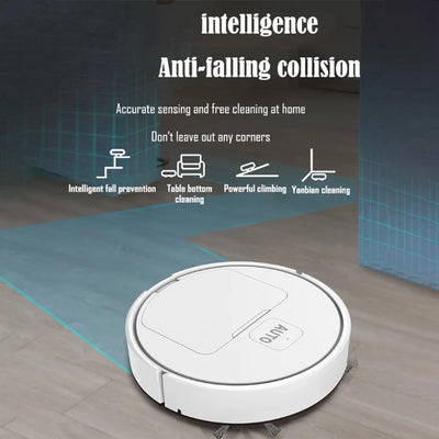 3-in-1 Robot Vacuum Cleaner USB Rechargeable 1000Pa Suction Robotic Vacuum and Mop Combo for Home Floor Washing Carpet Pet Hair - LKBA