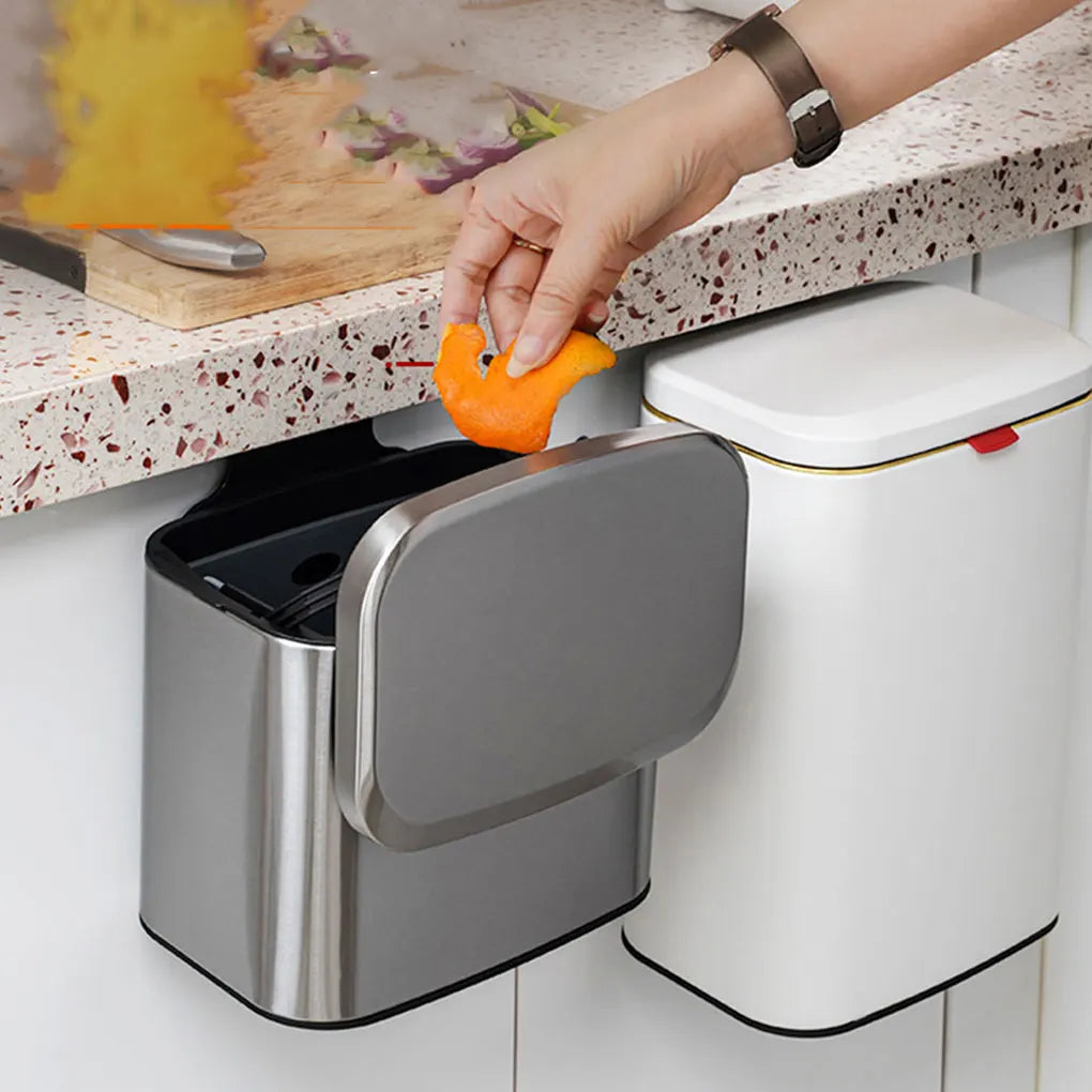 Stainless Steel Hanging Garbage Bin for Kitchen Easy Installation Odorless and Durable and Garbage - LKBA