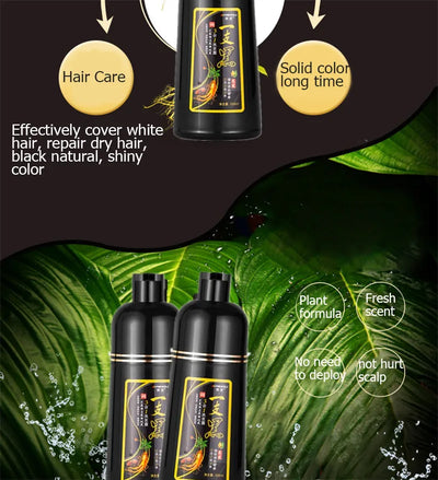 500ML Natural Soft Shiny Brown Golden Cover White Hair Dye Shampoo Wine Red Purple Hair Color Shampoo Black Grey Hair  Men Women - LKBA