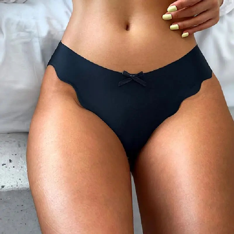 Ultra-thin Quick Drying Lady thong Breathable Ice Silk Women's G-string Comfortable Wave edge Seamless Female T-Pants - LKBA