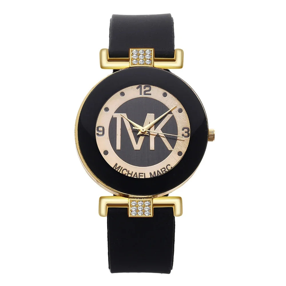 Fashion TVK Brand Women's Watch Simple Luxury Rhinestone Watch for Women Quartz Watch Casual Silicone Strap Ladies Clock - LKBA