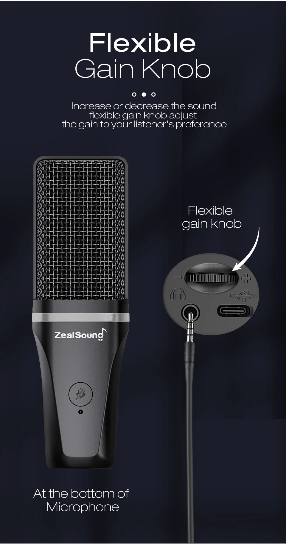 Zealsound RGB USB Condenser Gaming Microphone Computer Professional Mic For PC PS4 PS5 Mac Phone Recording Streaming Podcasting - LKBA