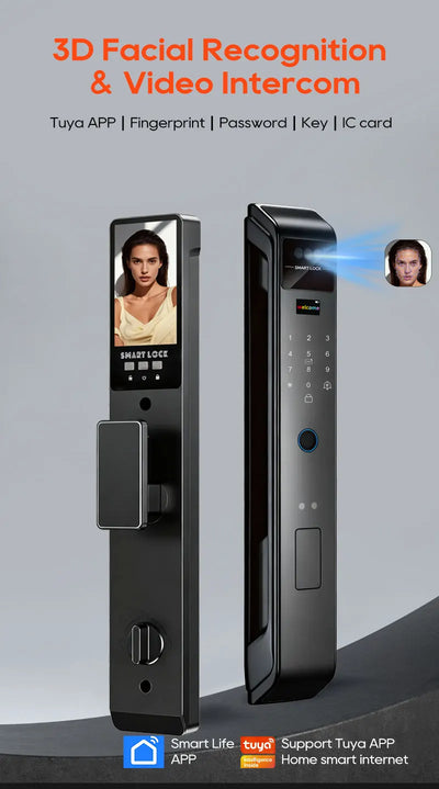 SANKESONG Tuya 3D Face Recognition Smart Lock with Security Camera Digital Electronic Intelligent Fingerprint Lock Dual Battery - LKBA