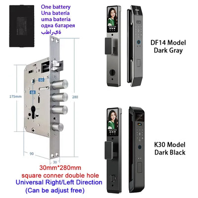 Tuya APP Smart Life APP Control Voice Intercom Smart Lock 3D Face Recognition Fingerprint Password Smart Door Lock with Camera - LKBA