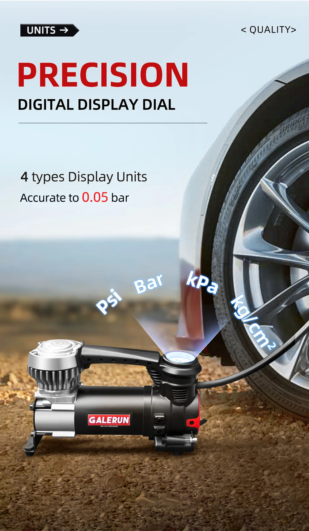 Tire Inflator Portable Air Compressor for Car, Truck & SUV 12V On/Offroad Tire Pump 100 PSI, Cigarette Plug, Twist Chuck T100 - LKBA