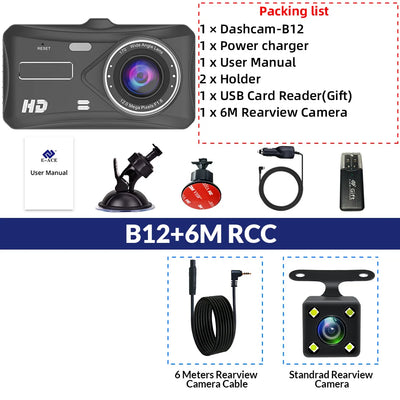 Dashcam 24H Touch Night Vision FULL HD 1080P Front And Rear Camera 4.0 Inch CAR DVR Mirror Digital Video Recorder Dvr Black Box - LKBA