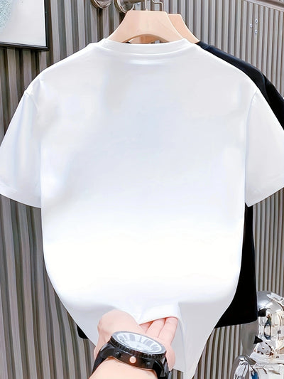 Plus Size Men's Calvin Style T-Shirt White Cotton Short Sleeve with Gold K Print Fashion Casual Tee Big and Tall Clothing - LKBA