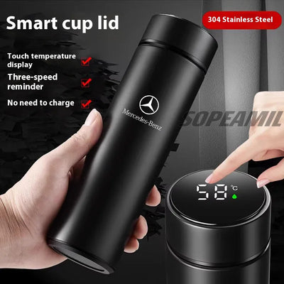 Car Vacuum Cup Thermos Mug Temperature Display Coffee Cup Mercedes-Benz A C E S Class A35 A45 C43 CLA CLS GLA GLC GLK ML SL Vito - LKBA