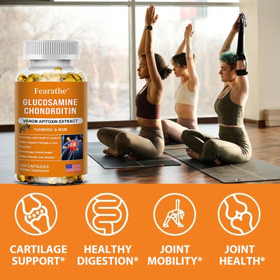 Glucosamine Chondroitin MSM and Turmeric Supplement - Support for Cartilage & Joint Health & Flexibility, Non-GMO Capsules - LKBA